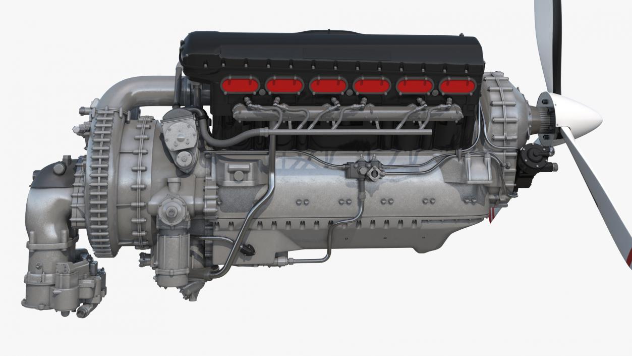 V12 Piston Aero Engine 3D