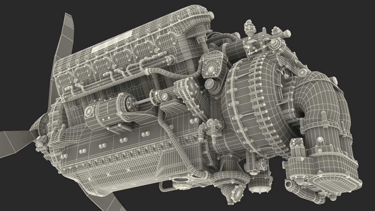 V12 Piston Aero Engine 3D