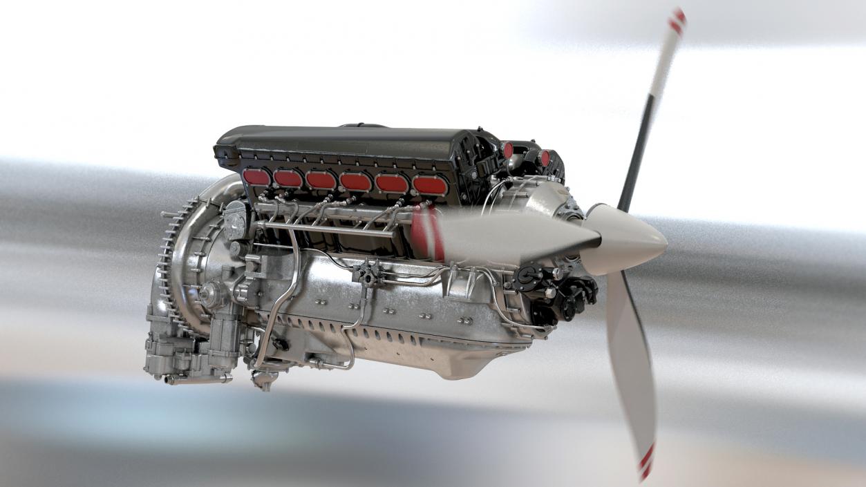 V12 Piston Aero Engine 3D