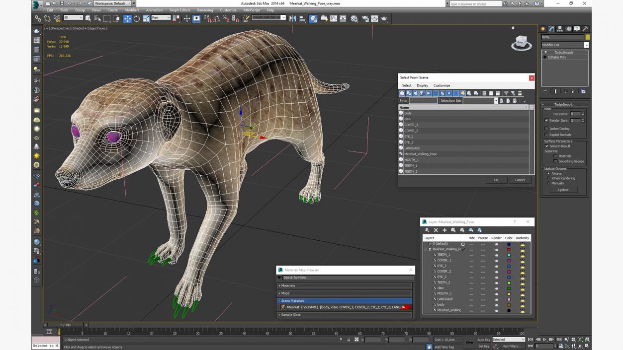 3D model Meerkat Walking Pose