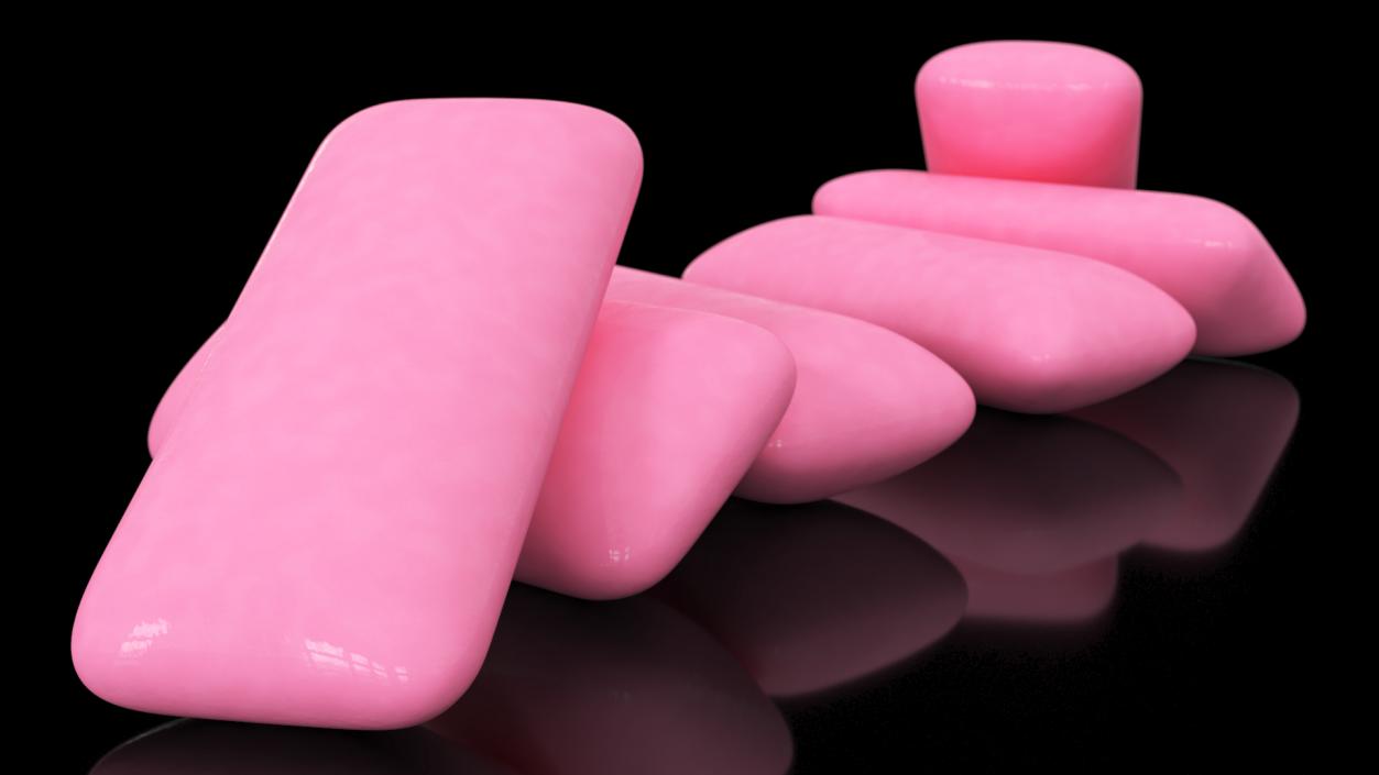 3D Fruit Chewing Gum Pads Purplepink model