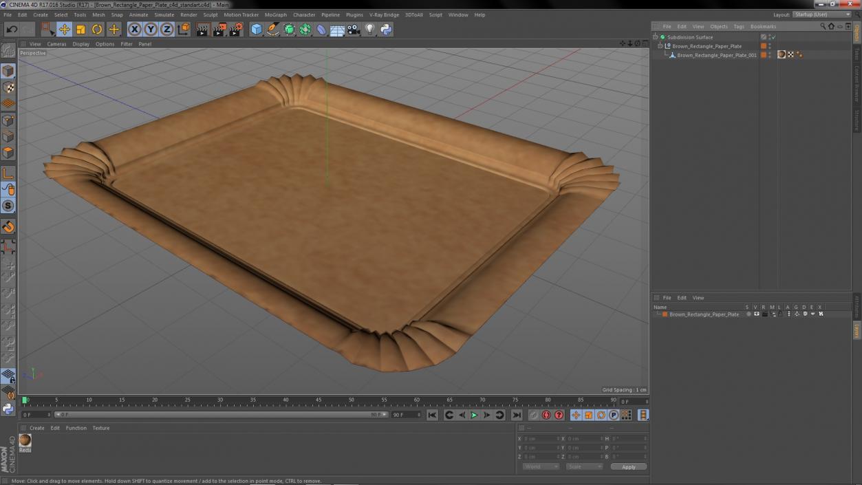 Brown Rectangle Paper Plate 3D