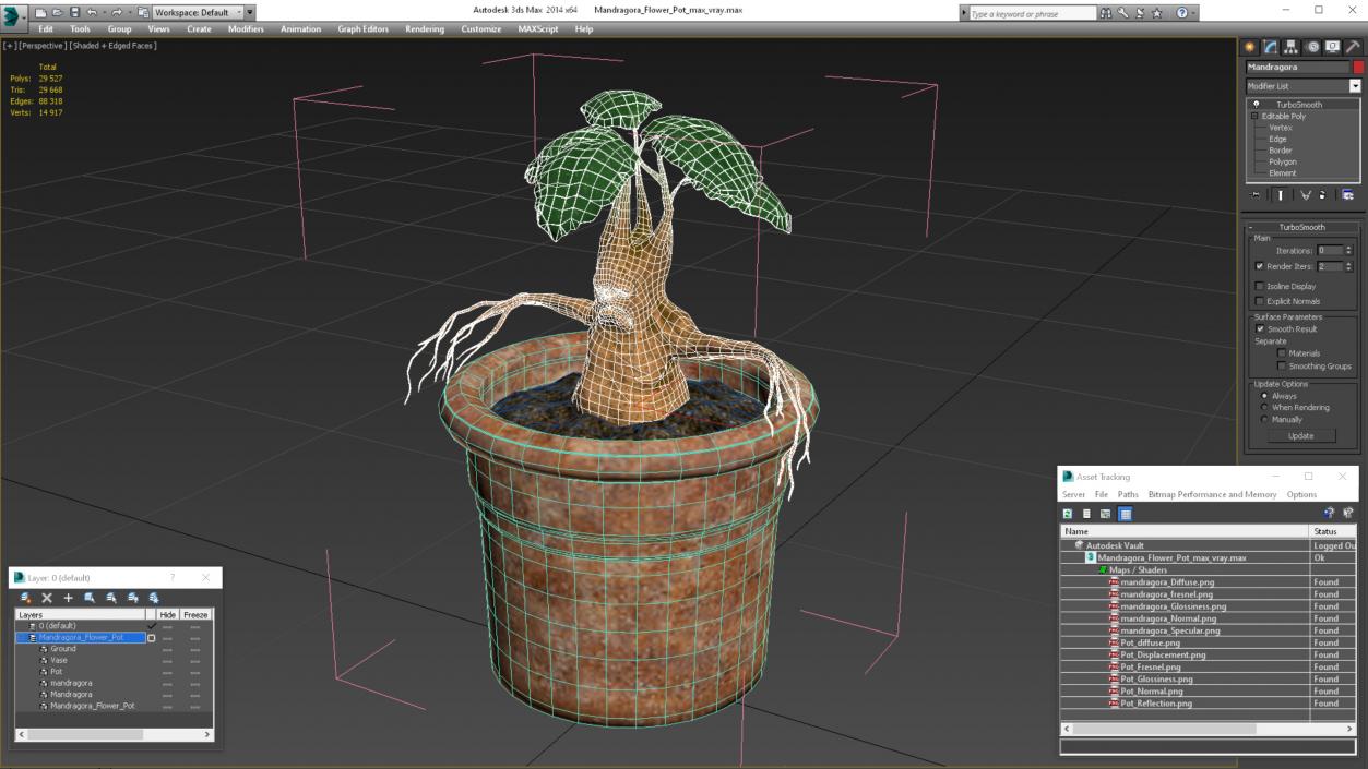 3D Mandragora Flower Pot