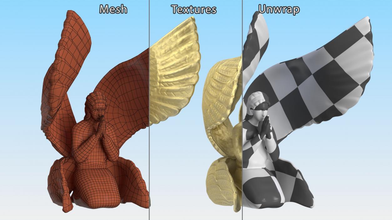 3D Praying Seraph Figure for 3D Print 2