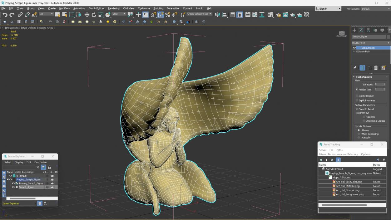 3D Praying Seraph Figure for 3D Print 2