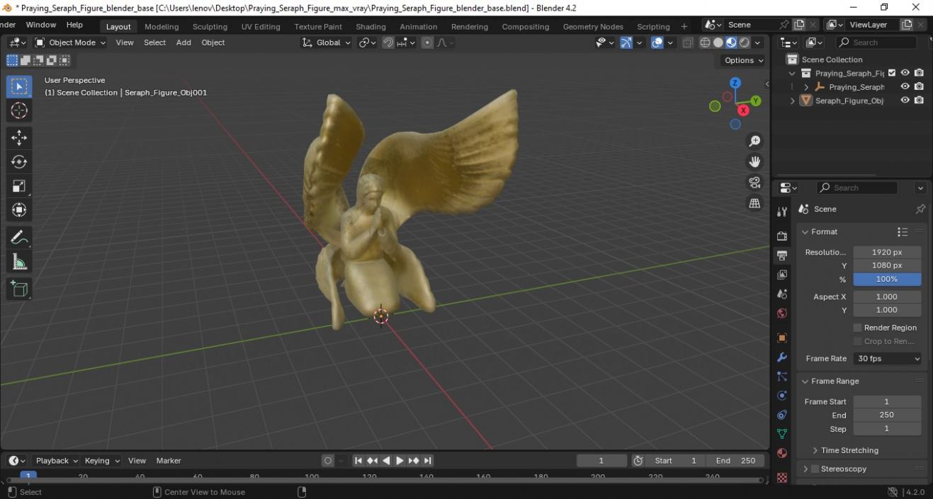 3D Praying Seraph Figure for 3D Print 2