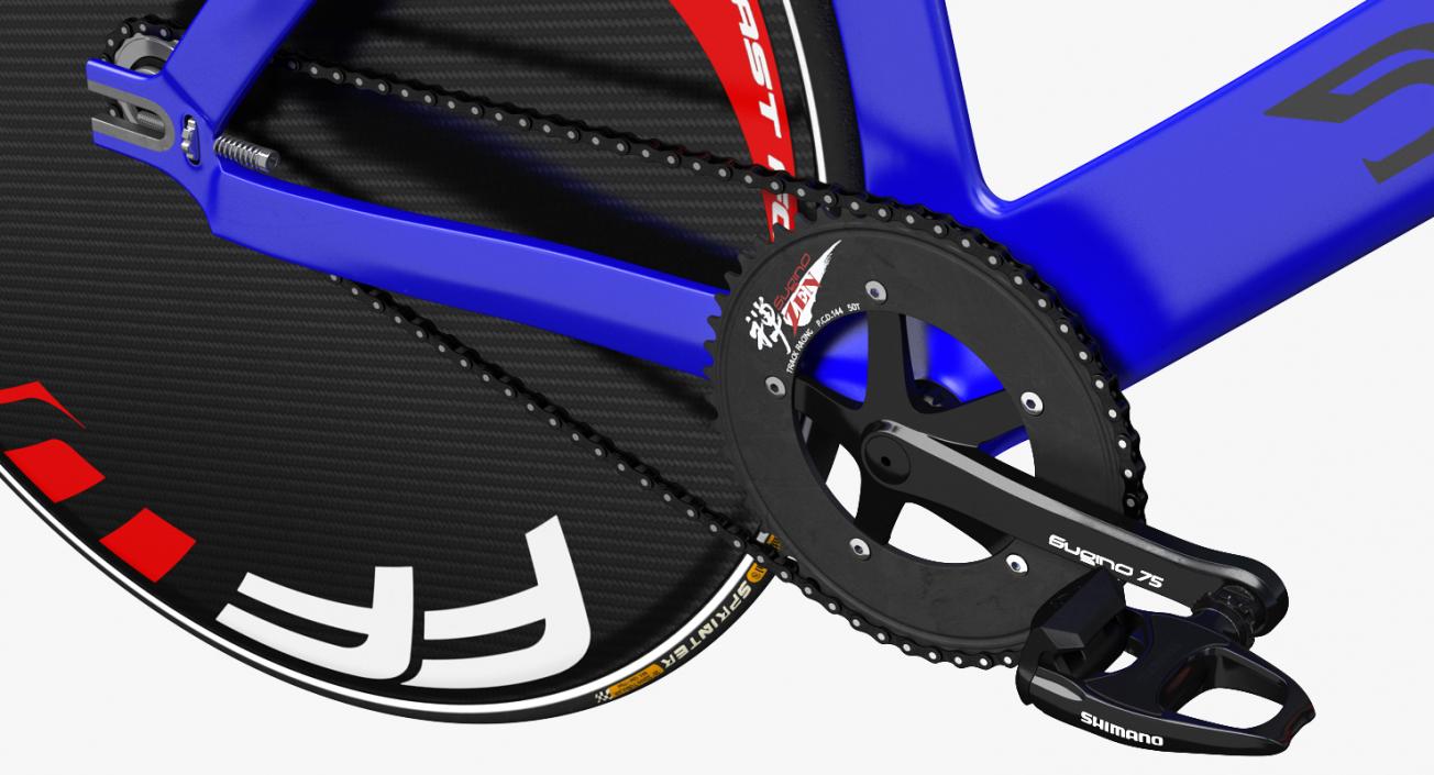 Blue Track Bike Dolan DF4 Carbon Rigged 3D model