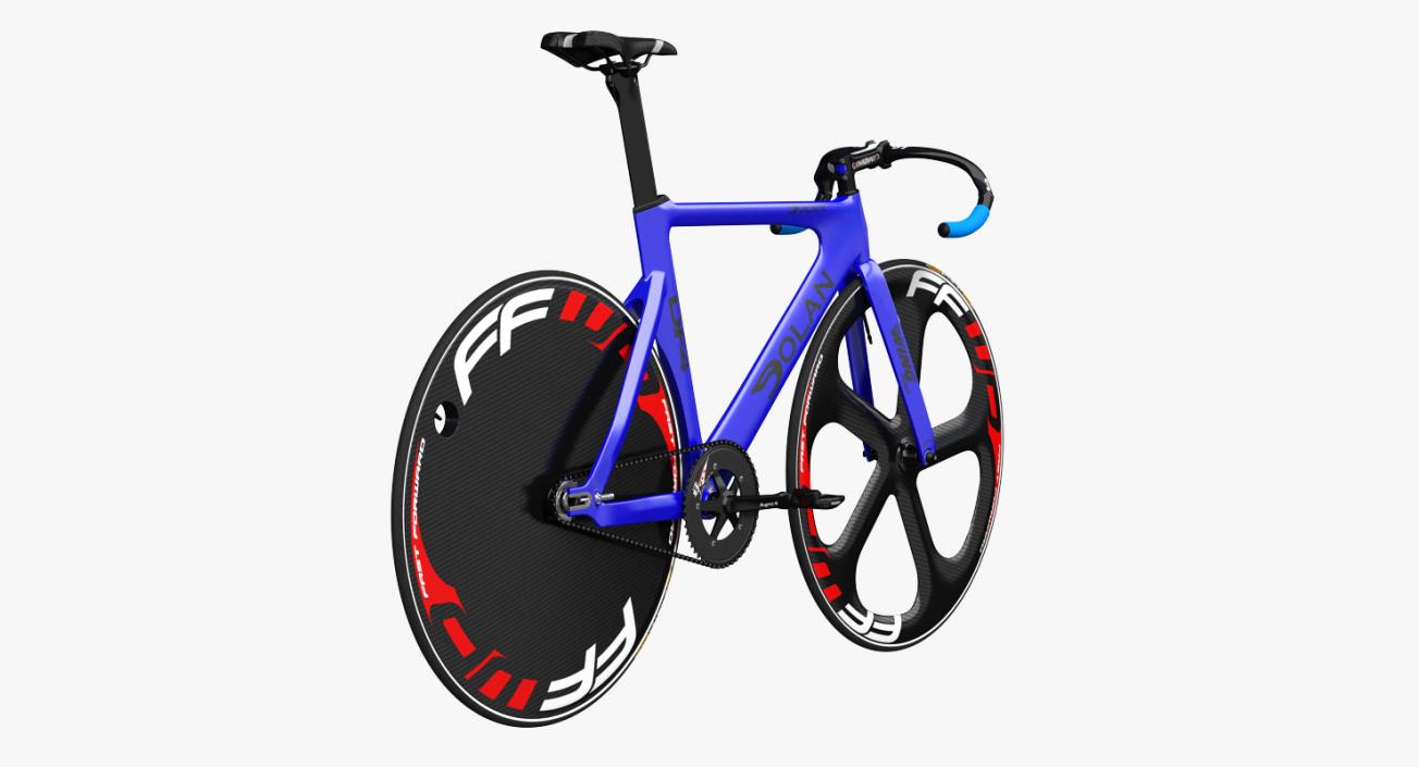 Blue Track Bike Dolan DF4 Carbon Rigged 3D model