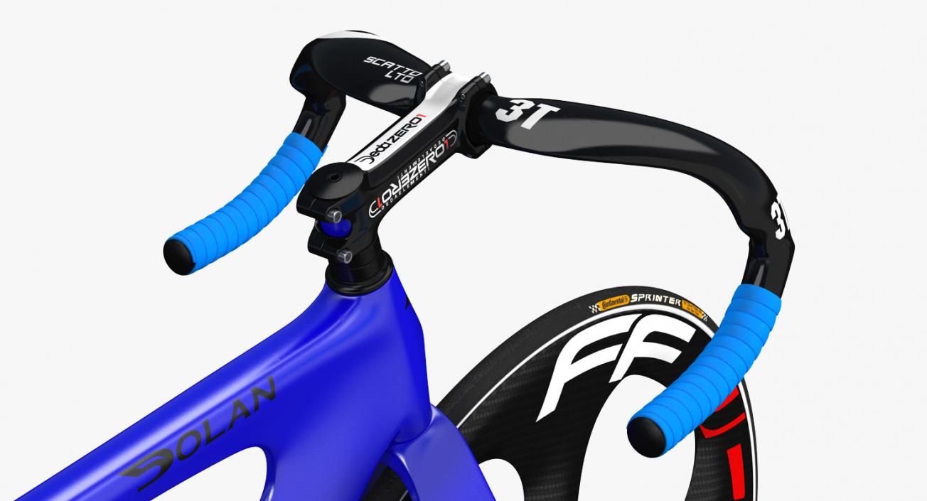 Blue Track Bike Dolan DF4 Carbon Rigged 3D model