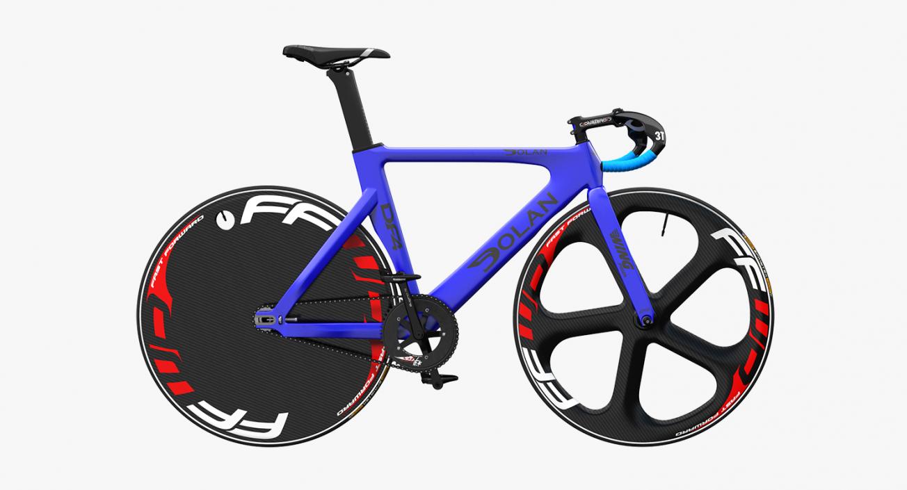 Blue Track Bike Dolan DF4 Carbon Rigged 3D model