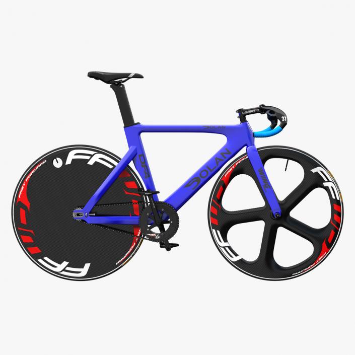 Blue Track Bike Dolan DF4 Carbon Rigged 3D model