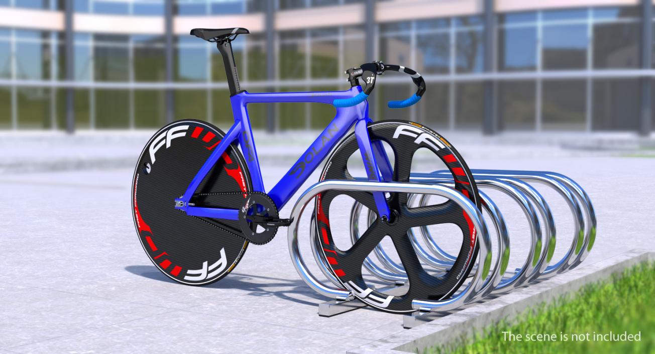 Blue Track Bike Dolan DF4 Carbon Rigged 3D model