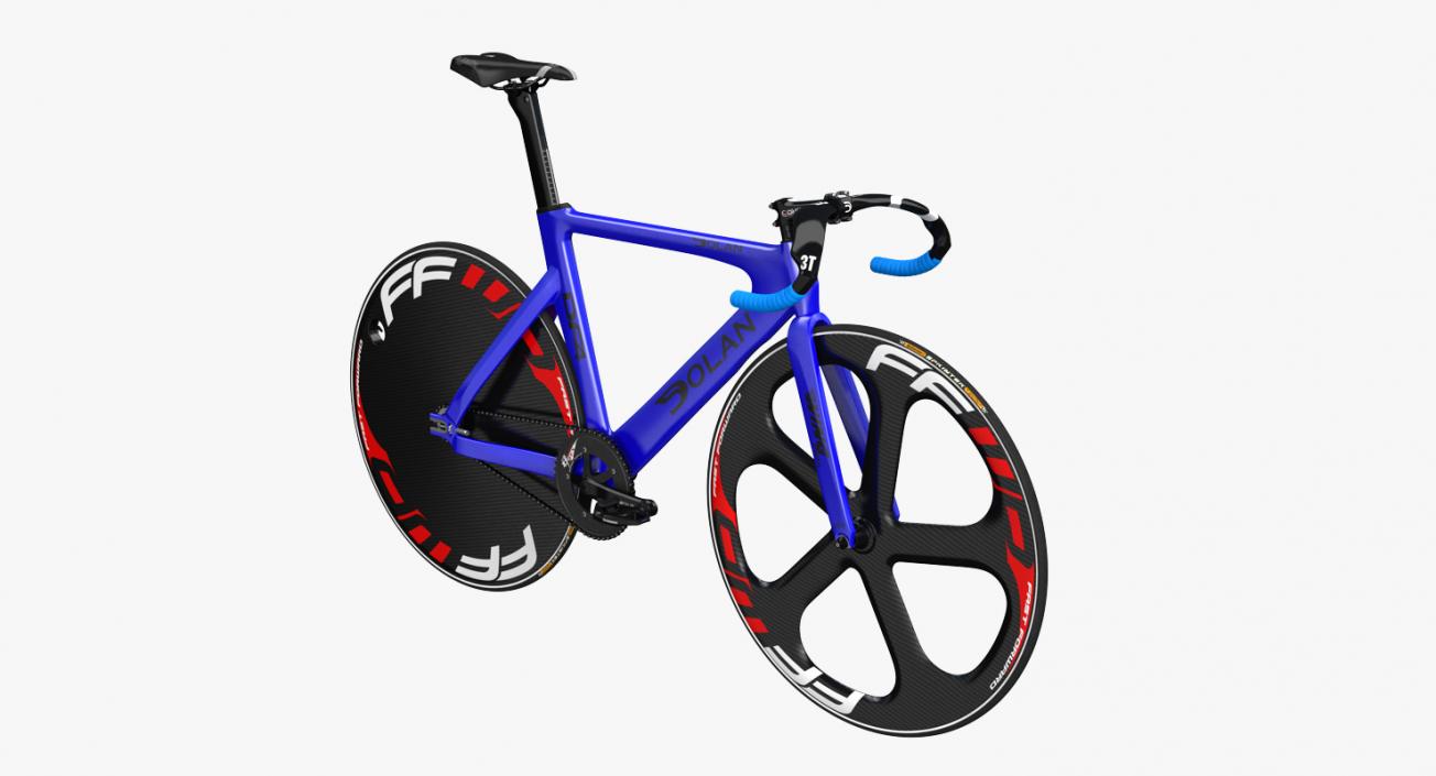 Blue Track Bike Dolan DF4 Carbon Rigged 3D model