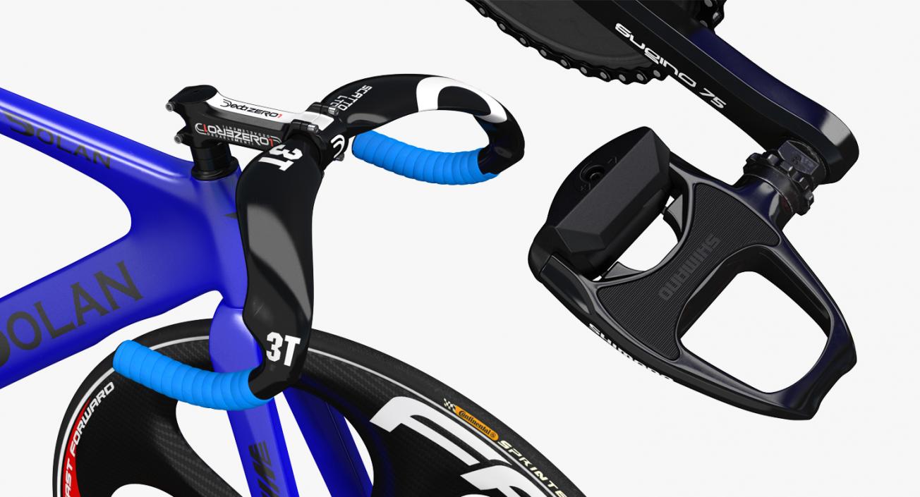 Blue Track Bike Dolan DF4 Carbon Rigged 3D model