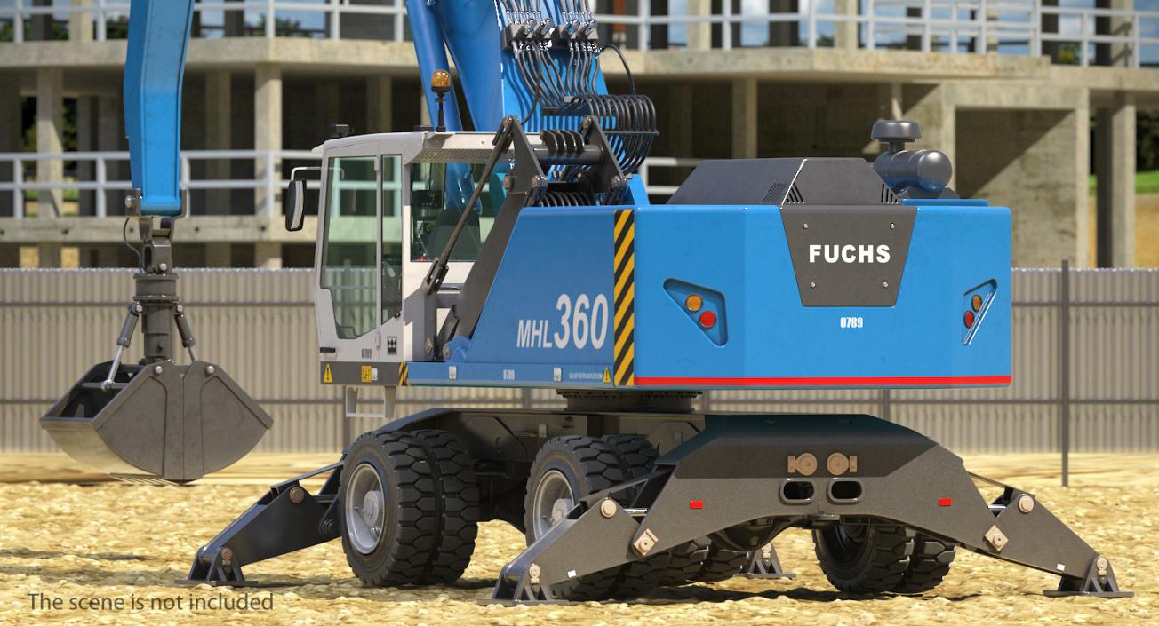 Grab Loader Terex Fuchs MHL360 Rigged 3D