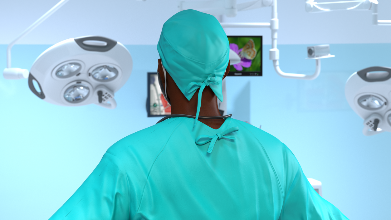 3D African Black Male Doctor Wearing Face Mask model