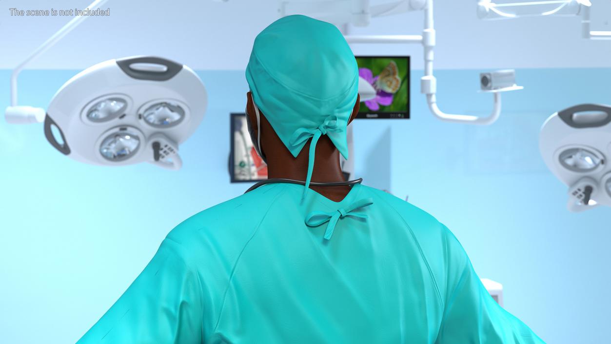 3D African Black Male Doctor Wearing Face Mask model