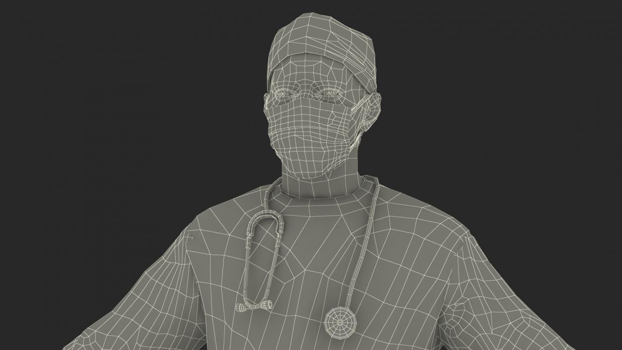 3D African Black Male Doctor Wearing Face Mask model