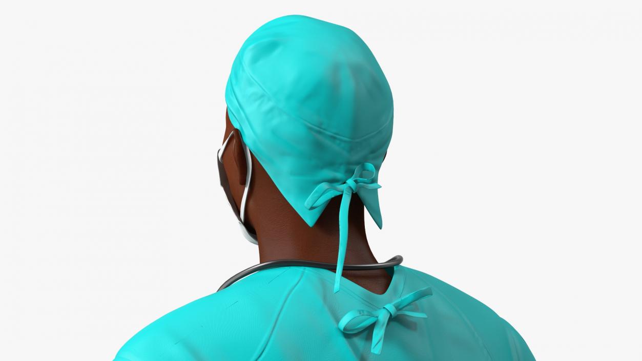 3D African Black Male Doctor Wearing Face Mask model