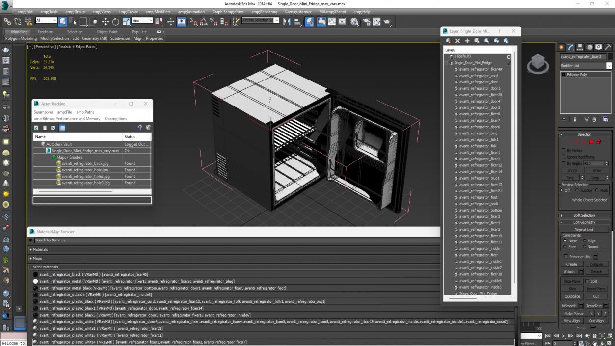 3D Single Door Mini Fridge model