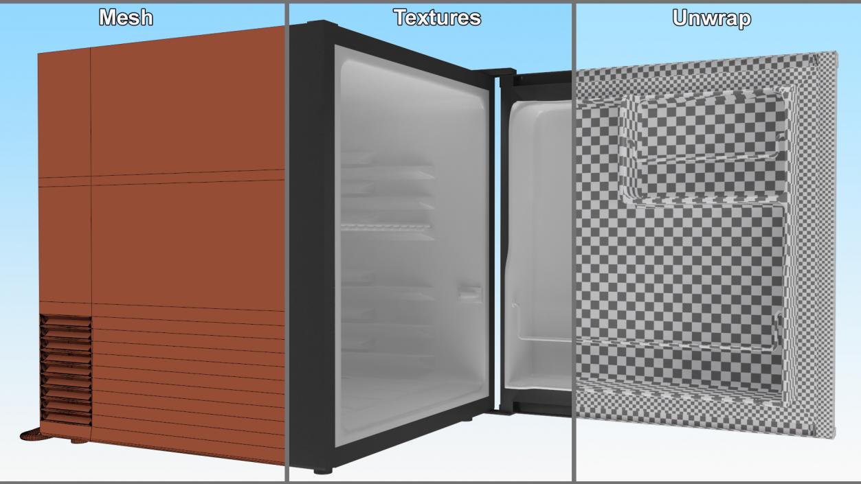 3D Single Door Mini Fridge model