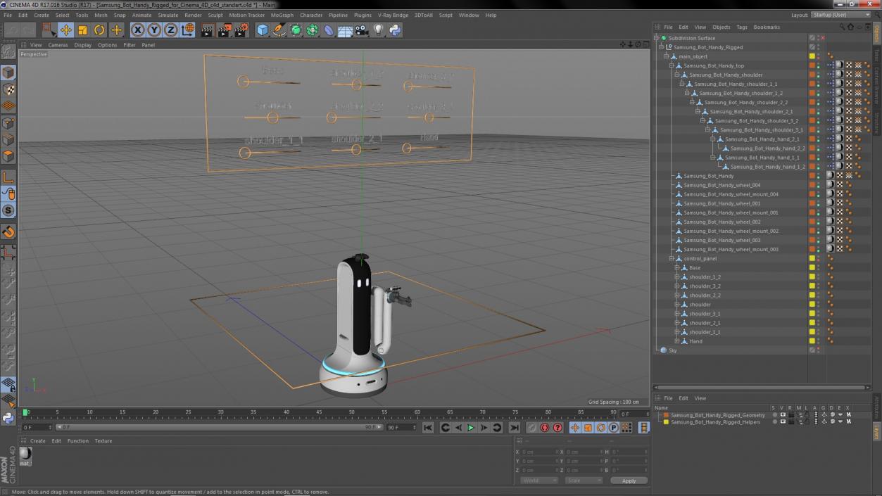 3D Samsung Bot Handy Rigged for Cinema 4D model