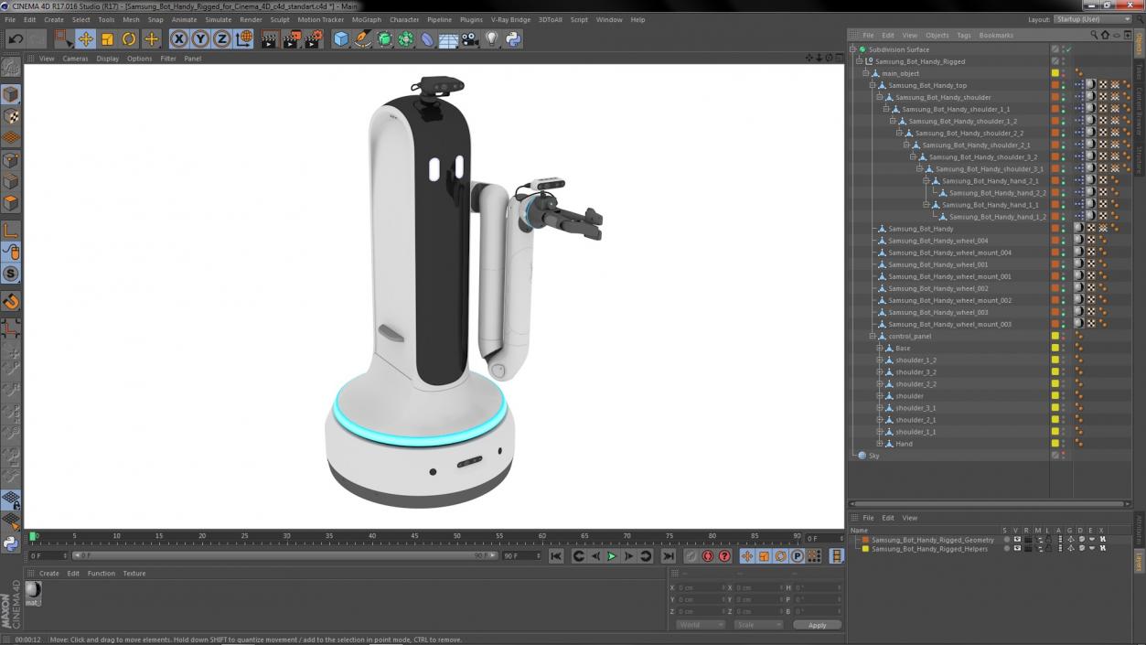 3D Samsung Bot Handy Rigged for Cinema 4D model