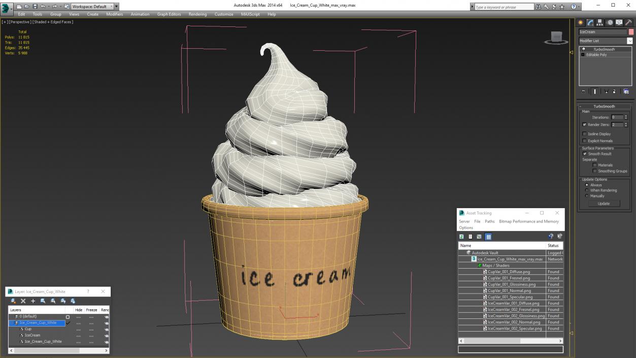 Ice Cream Cup White 3D model