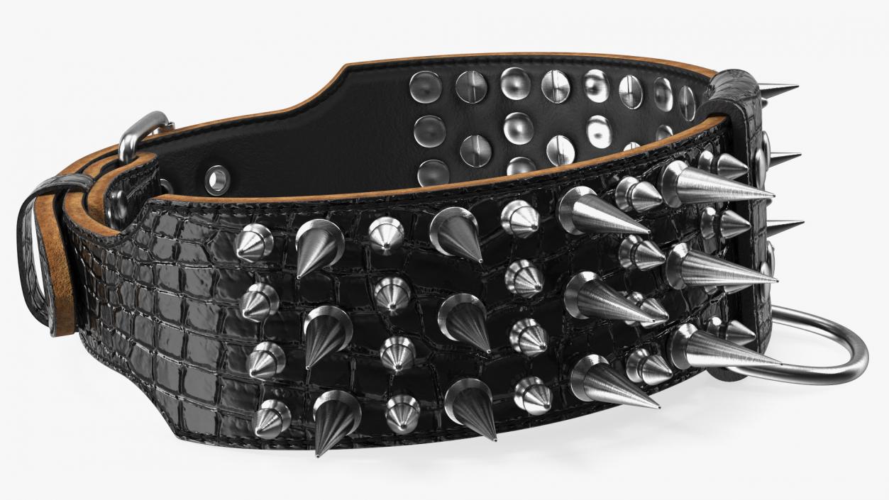 3D Dog Collar with Spikes Black model