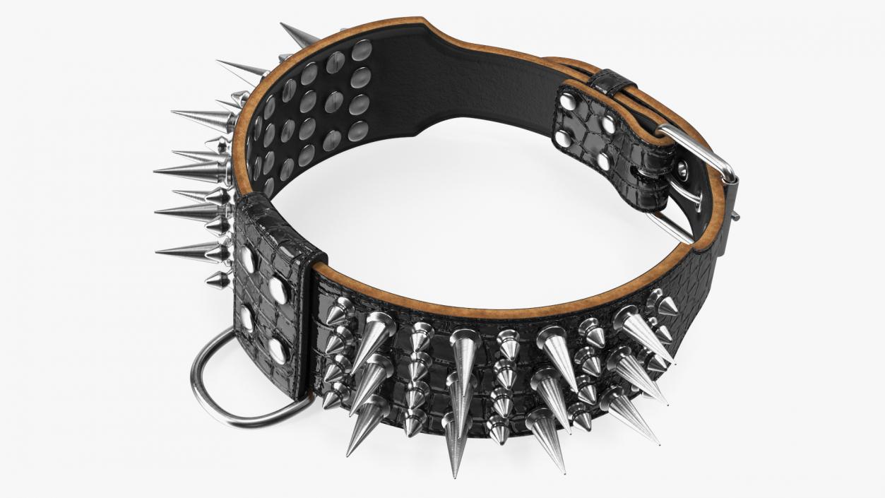 3D Dog Collar with Spikes Black model