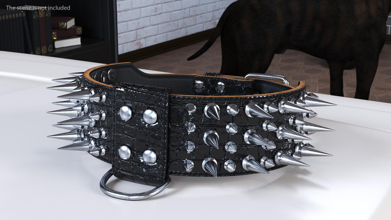 3D Dog Collar with Spikes Black model