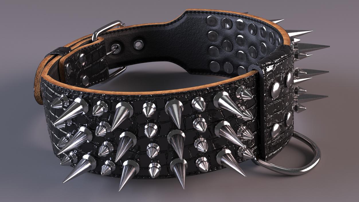 3D Dog Collar with Spikes Black model