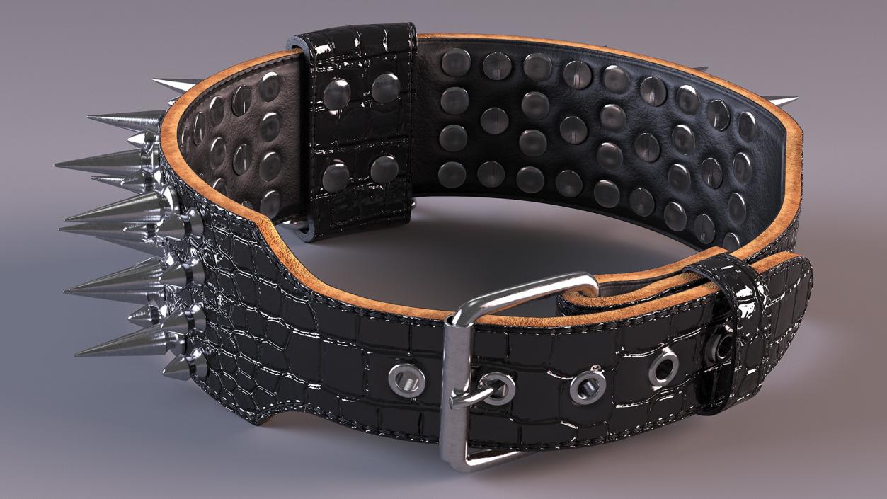 3D Dog Collar with Spikes Black model