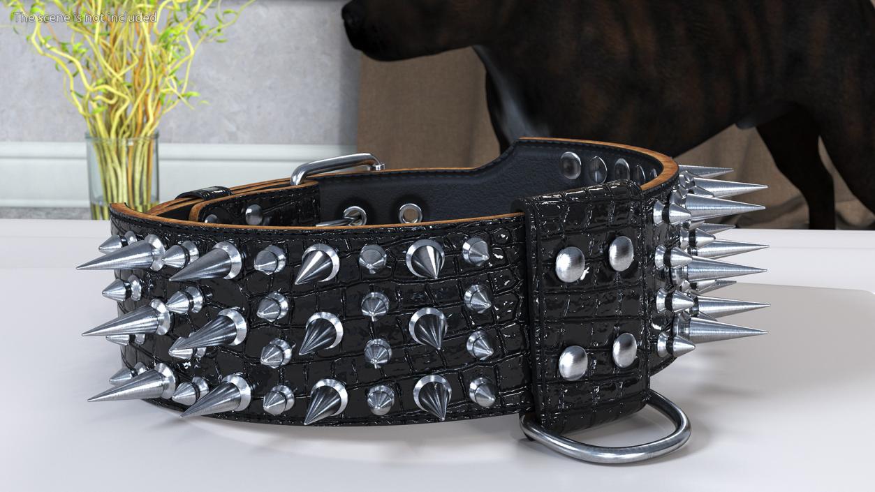 3D Dog Collar with Spikes Black model