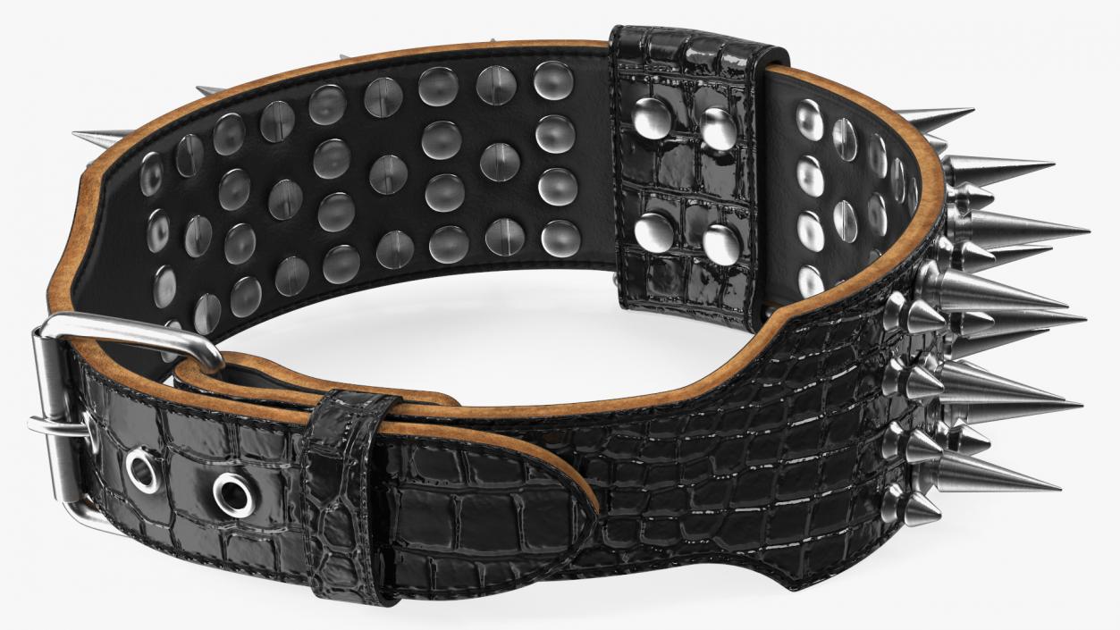 3D Dog Collar with Spikes Black model