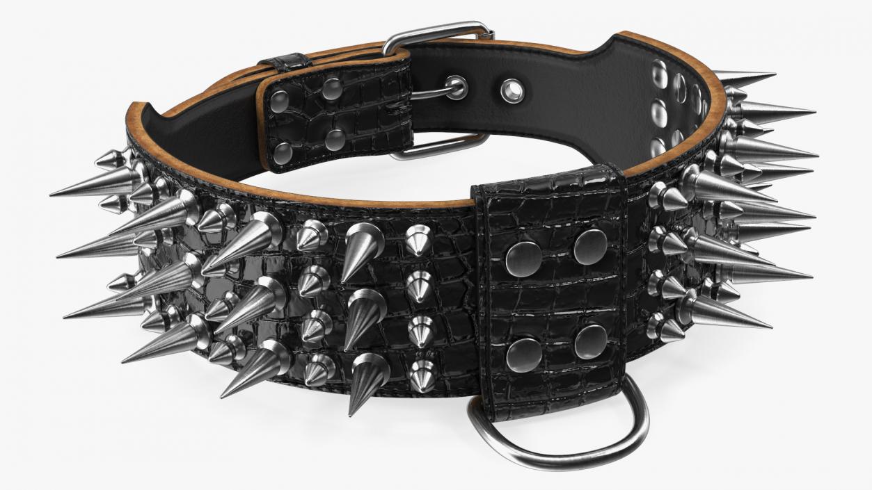 3D Dog Collar with Spikes Black model