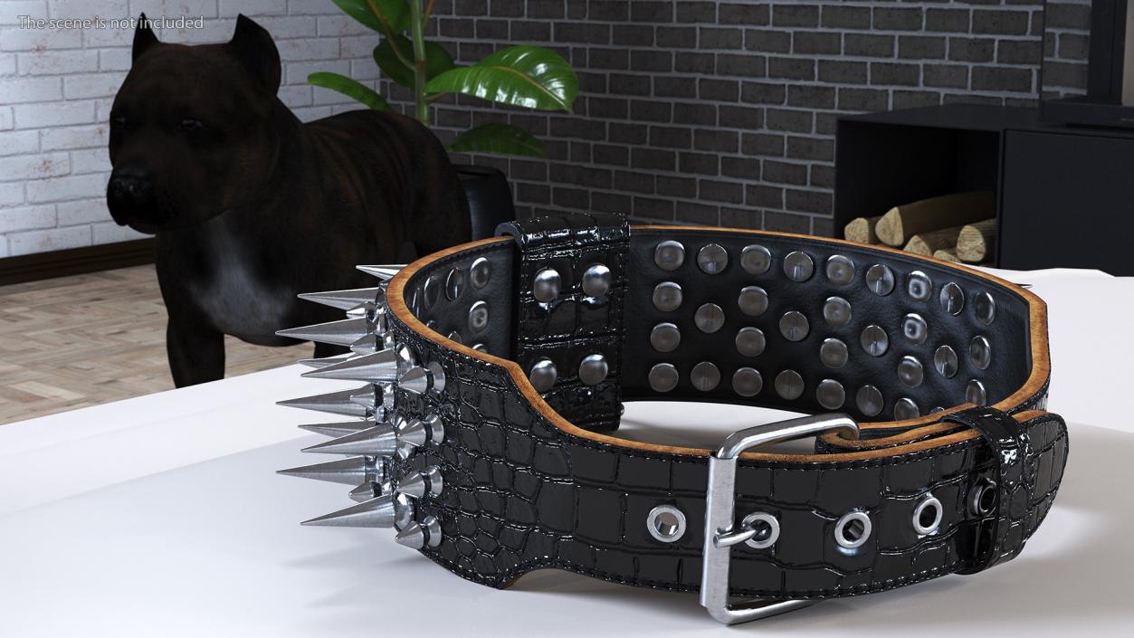 3D Dog Collar with Spikes Black model