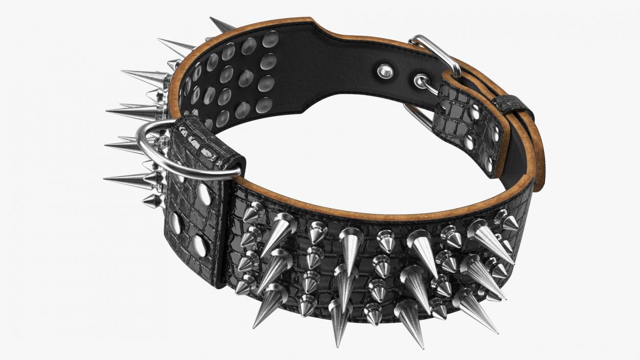 3D Dog Collar with Spikes Black model