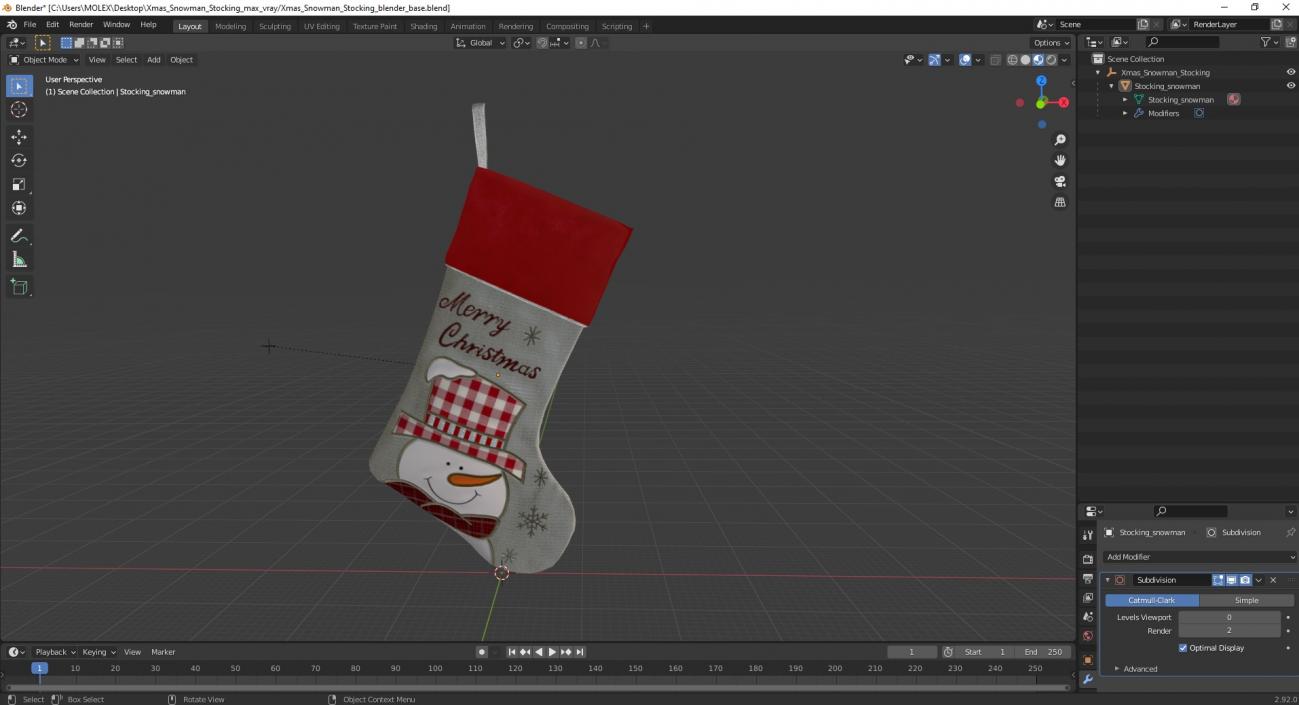 3D Xmas Snowman Stocking