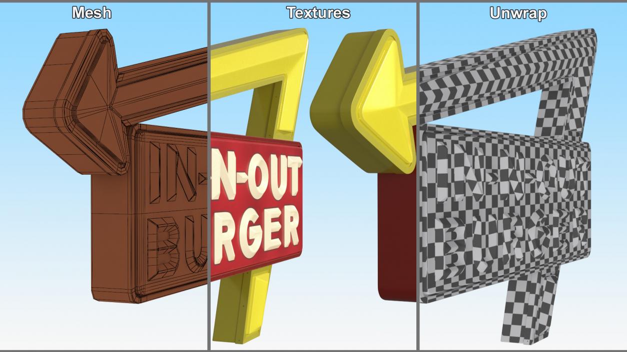 3D In N Out Burger Sign Light