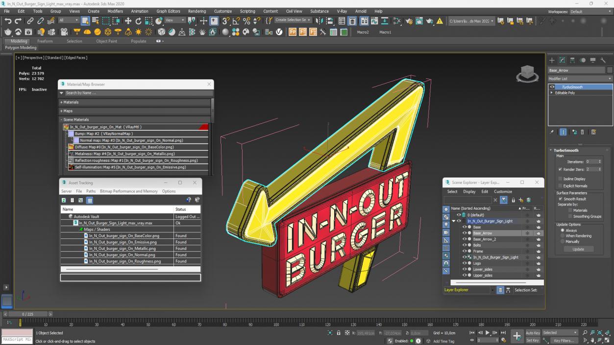 3D In N Out Burger Sign Light