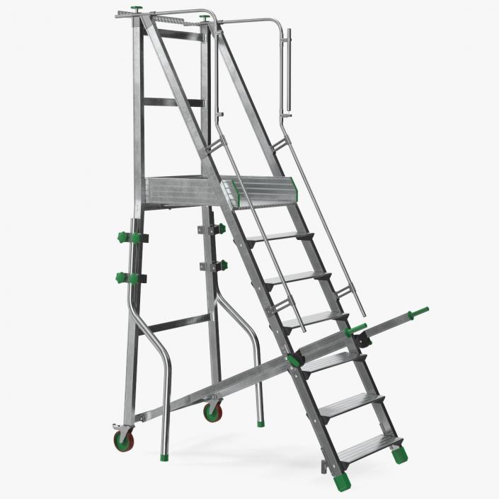 Folding Platform Ladder with Narrow Undercarriage 3D model