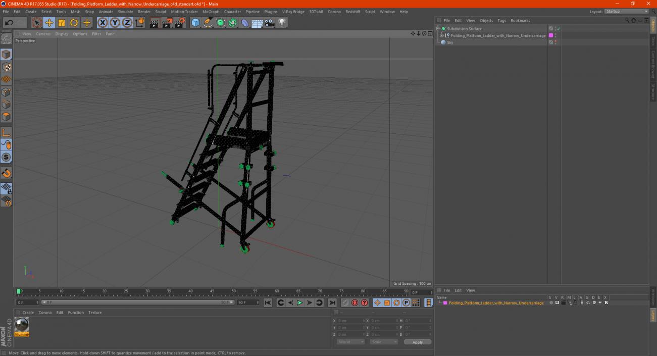 Folding Platform Ladder with Narrow Undercarriage 3D model