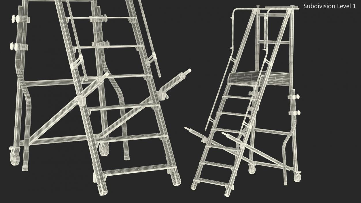 Folding Platform Ladder with Narrow Undercarriage 3D model