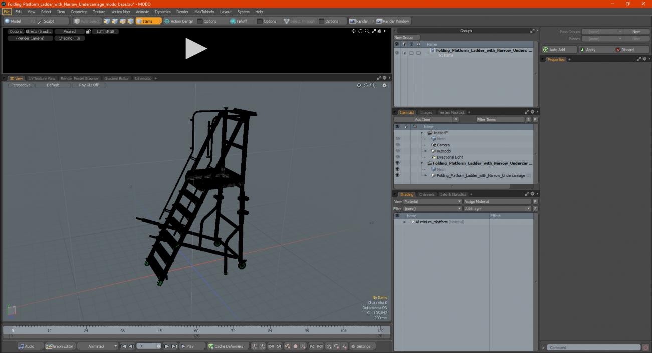 Folding Platform Ladder with Narrow Undercarriage 3D model