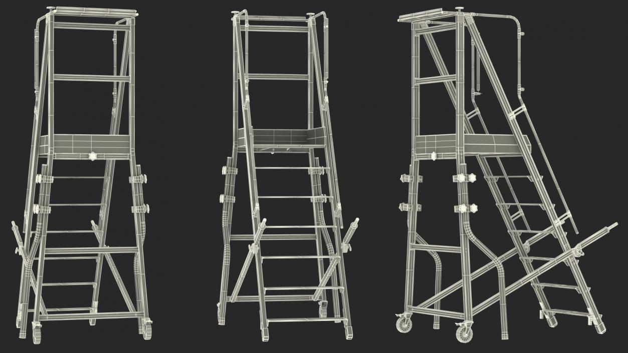 Folding Platform Ladder with Narrow Undercarriage 3D model