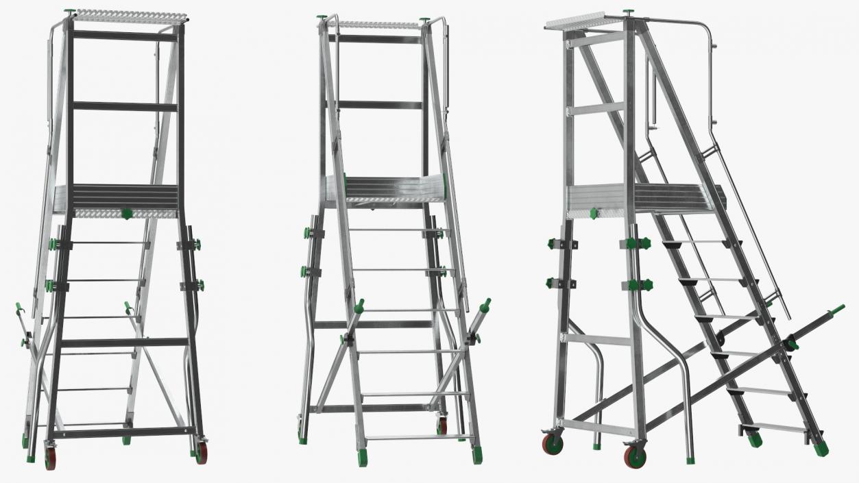 Folding Platform Ladder with Narrow Undercarriage 3D model