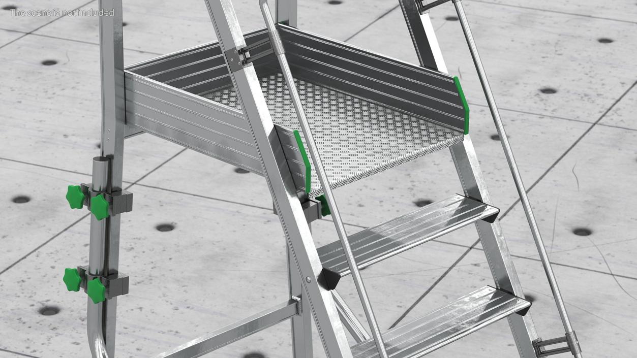 Folding Platform Ladder with Narrow Undercarriage 3D model