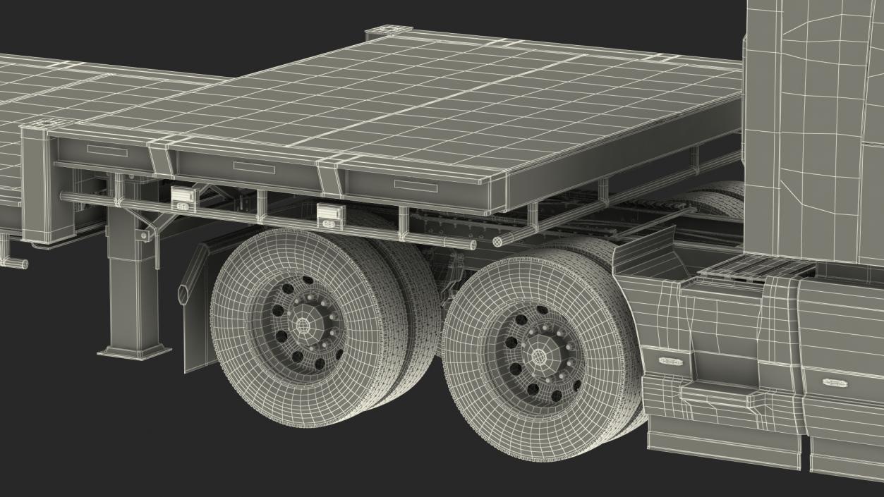 Volvo Truck with Axle Extendable Trailer Rigged 3D