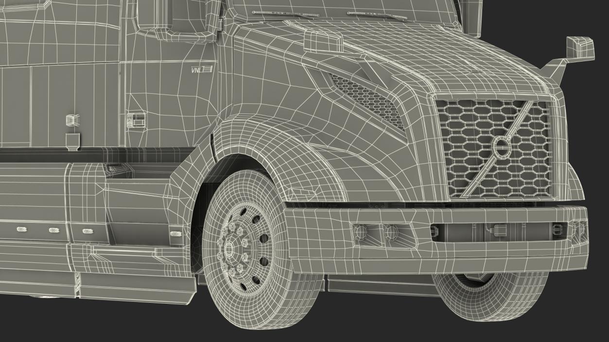 Volvo Truck with Axle Extendable Trailer Rigged 3D